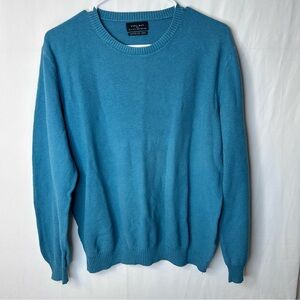 Zara Man Sweater Basic Long Sleeve Crewneck. Blue Mint Cotton Silk Linen Size XL